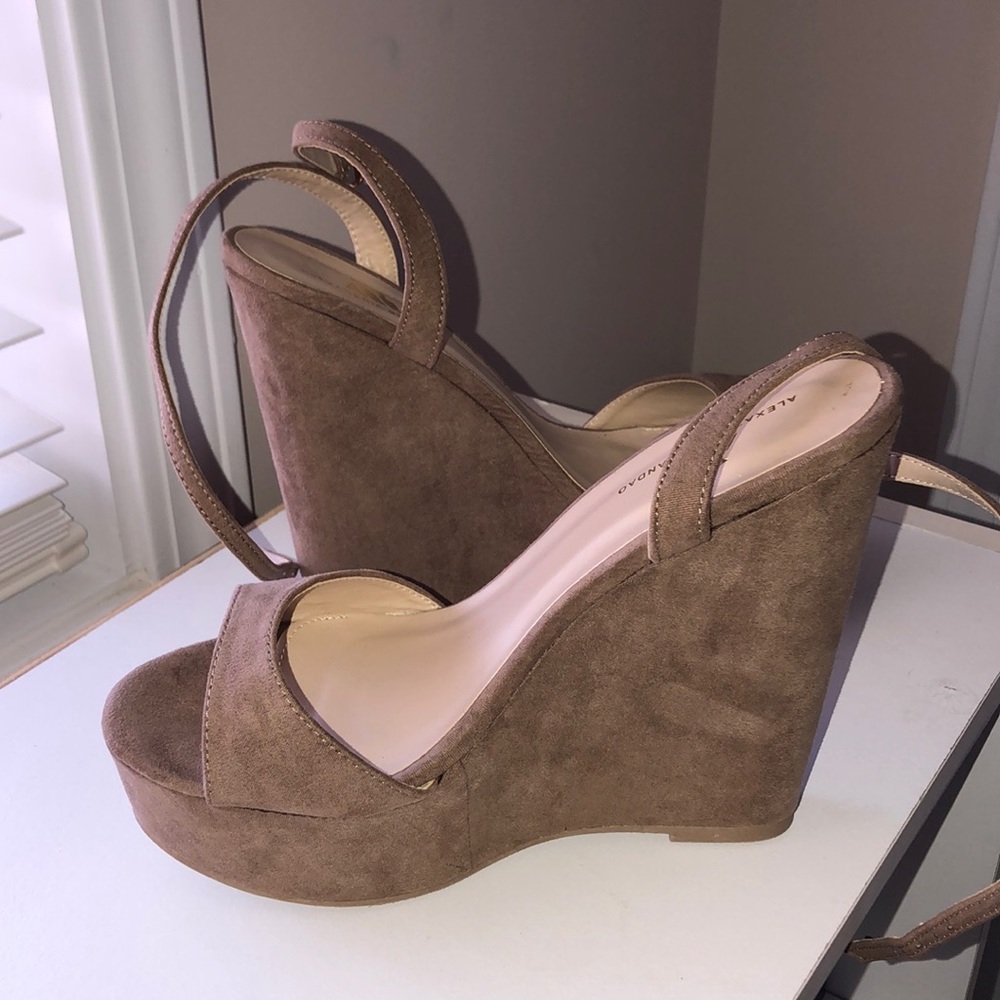 Alexandria Brandao Taupe Wedge Heels